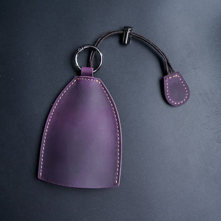 Sac de rangement en cuir véritable avec porte-clés coulissant - Violet - image 17