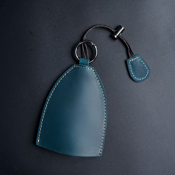 Sac de rangement en cuir véritable avec porte-clés coulissant - Bleu - image 15