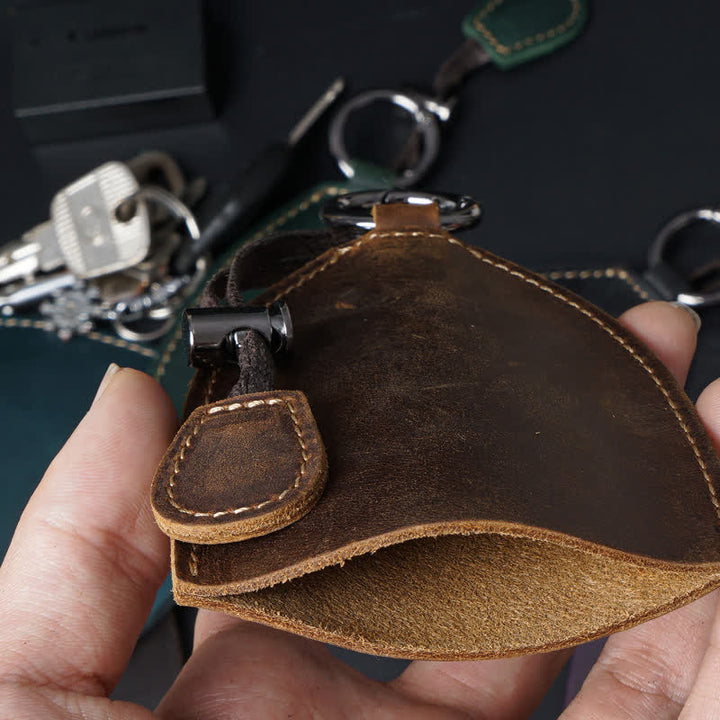 Sac de rangement en cuir véritable avec porte-clés coulissant