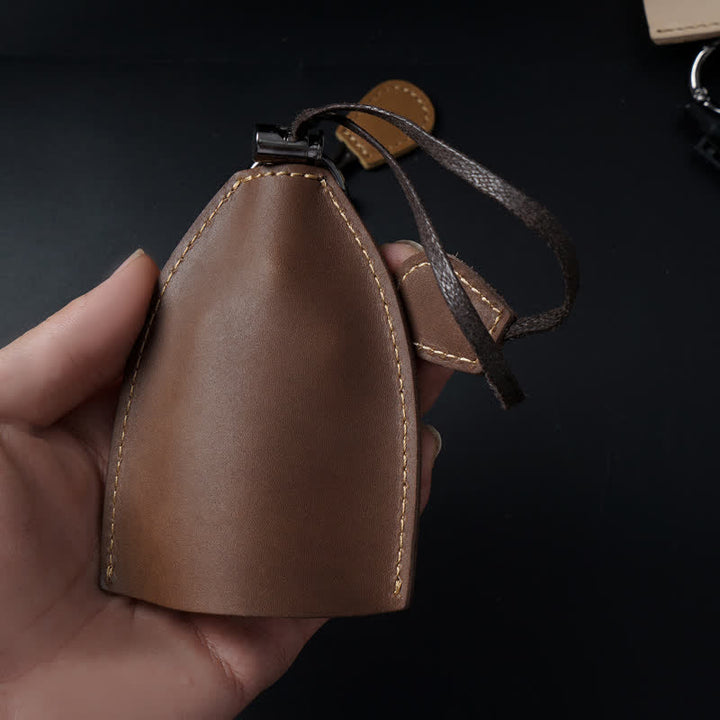 Sac de rangement en cuir véritable avec porte-clés coulissant