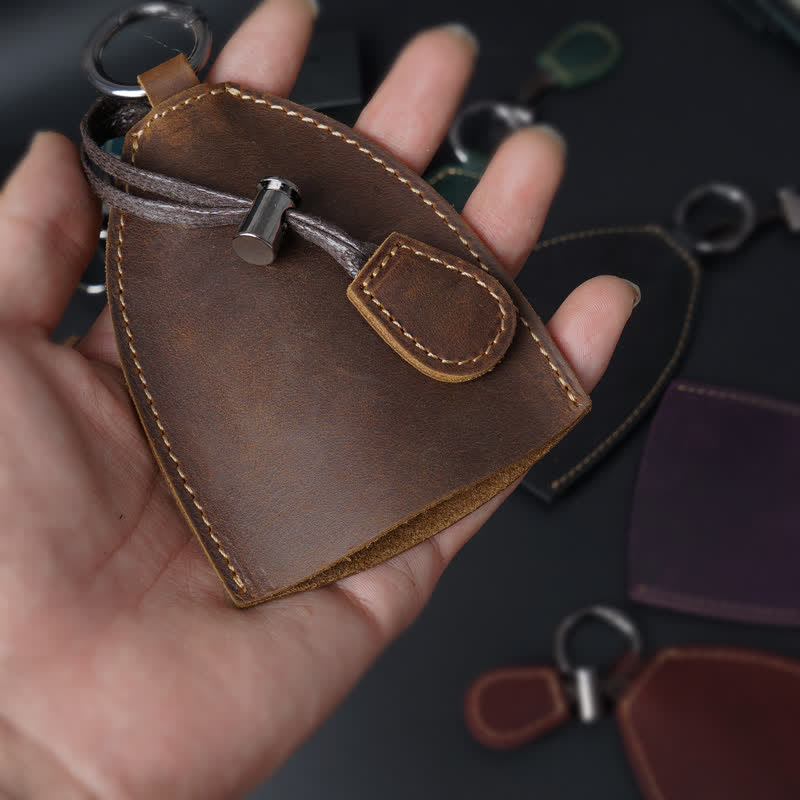 Sac de rangement en cuir véritable avec porte-clés coulissant