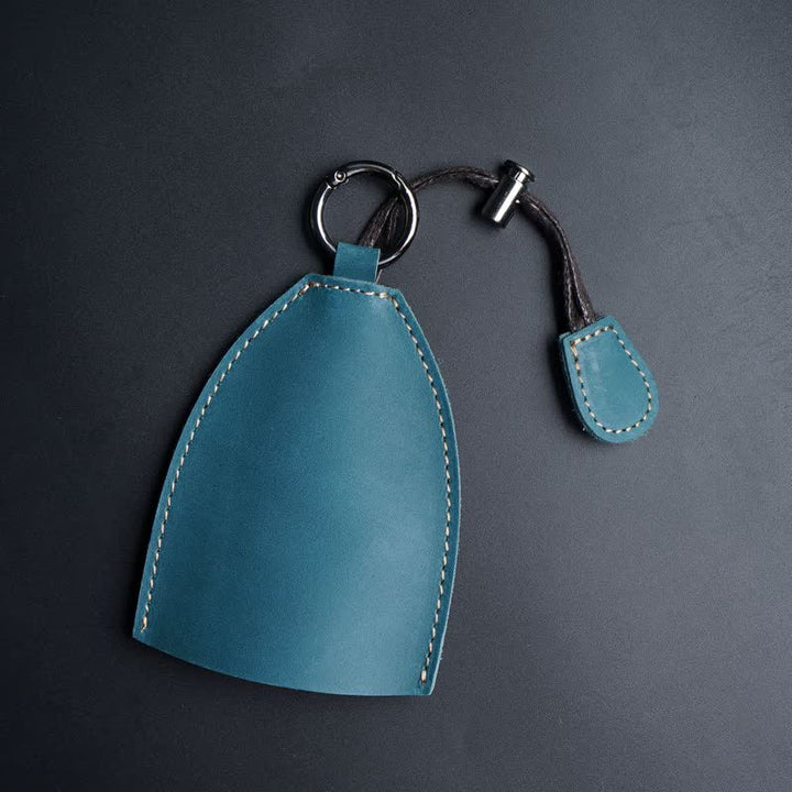 Sac de rangement en cuir véritable avec porte-clés coulissant - Cyan foncé - image 8