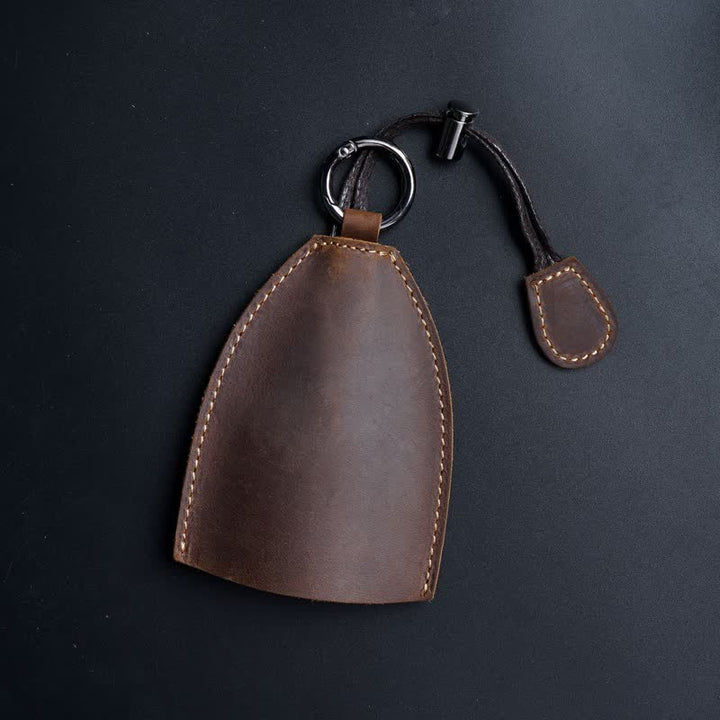 Sac de rangement en cuir véritable avec porte-clés coulissant - Brun - image 12