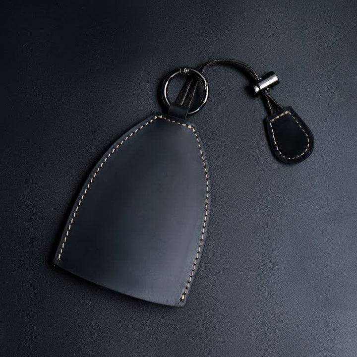 Sac de rangement en cuir véritable avec porte-clés coulissant - Noir - image 11