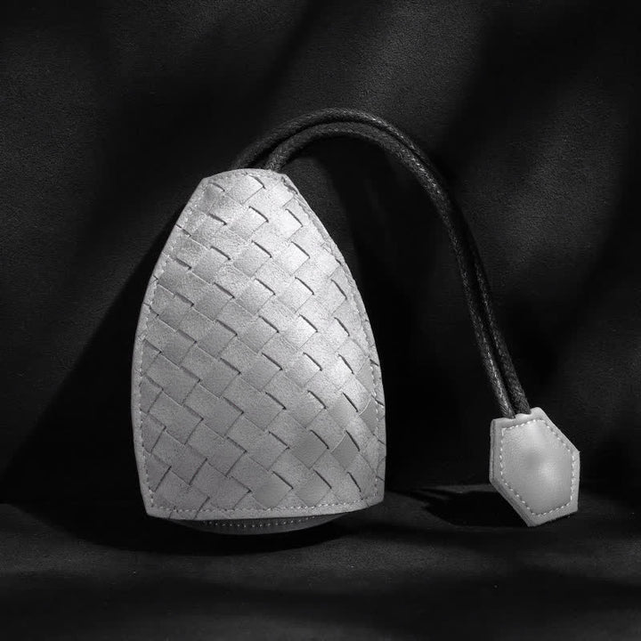 Étui à clés de voiture en cuir à tissage moderne - Gris #1 - image 0