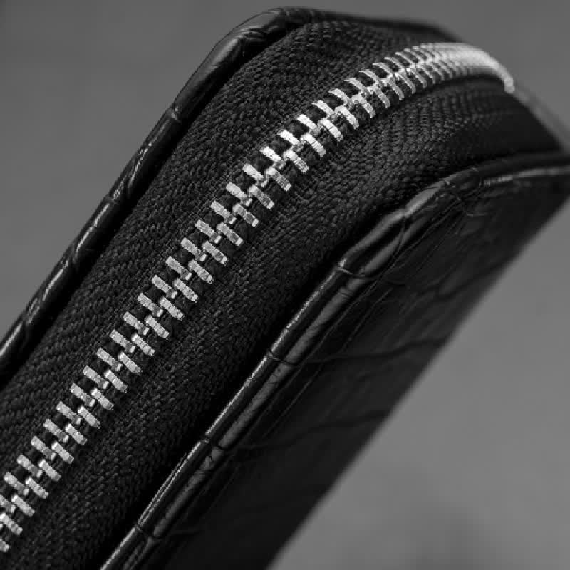 Étui à clés de voiture en cuir avec fermeture éclair et motif alligator - image 2