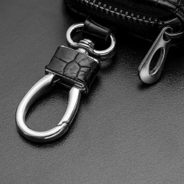 Étui à clés de voiture en cuir avec fermeture éclair et motif alligator - image 3