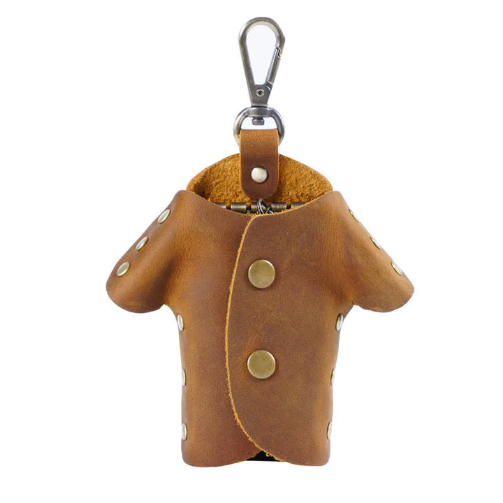 Étui à clés en cuir en forme de vêtements mignons et créatifs - Brun - image 11