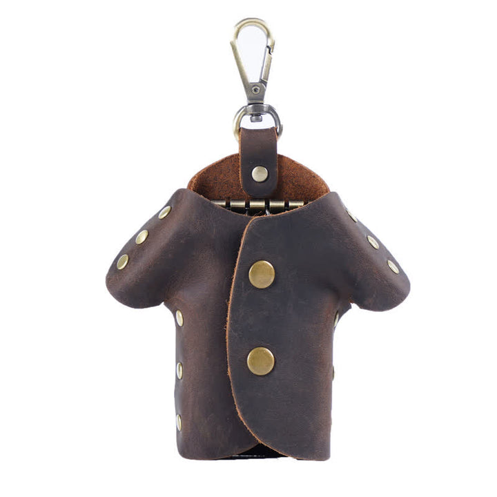 Étui à clés en cuir en forme de vêtements mignons et créatifs - Café - image 12