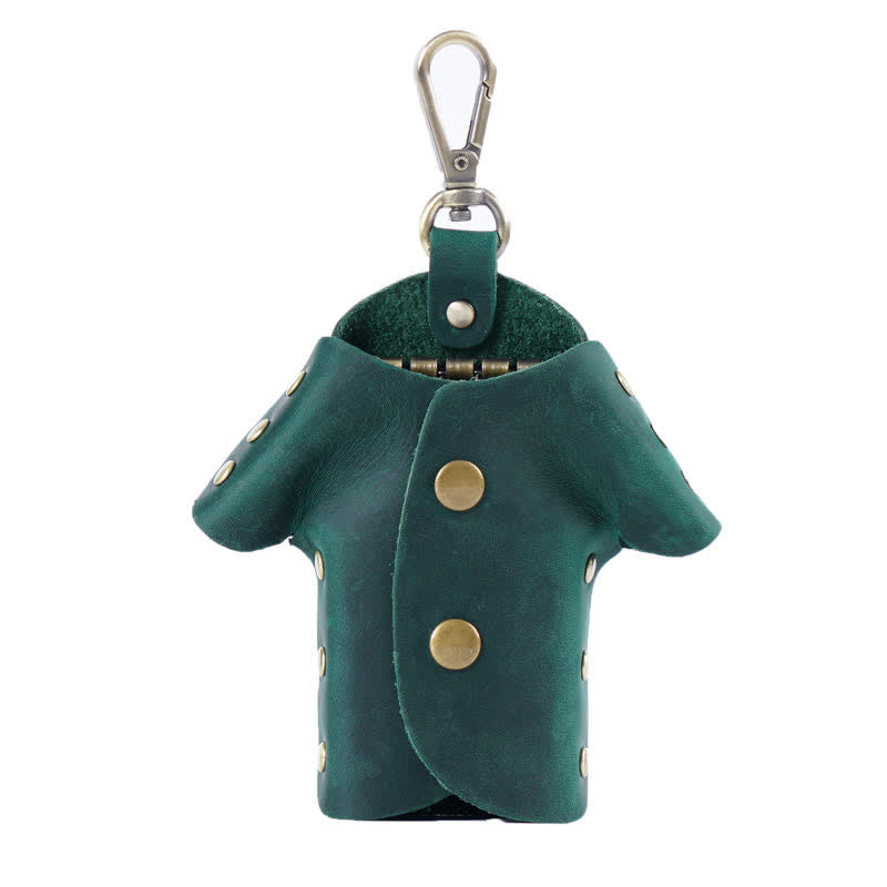 Étui à clés en cuir en forme de vêtements mignons et créatifs - Vert - image 13