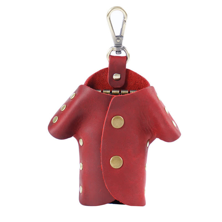Étui à clés en cuir en forme de vêtements mignons et créatifs - Rouge - image 14