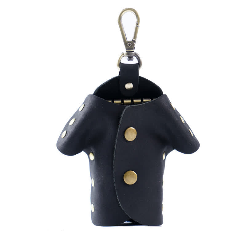 Étui à clés en cuir en forme de vêtements mignons et créatifs - Noir - image 2