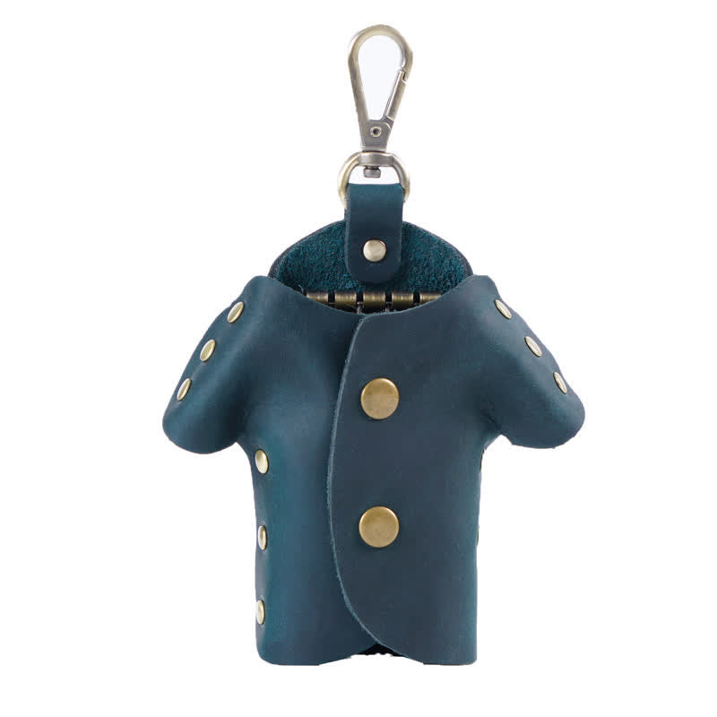 Étui à clés en cuir en forme de vêtements mignons et créatifs - Bleu - image 15