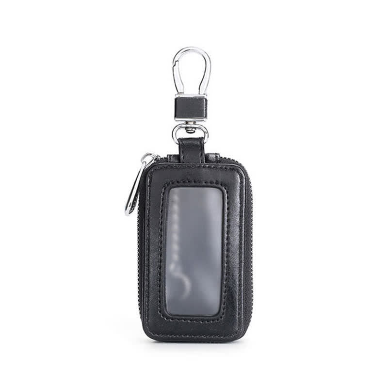 Étui à clés en cuir pratique avec fenêtre transparente et fermeture éclair - image 3