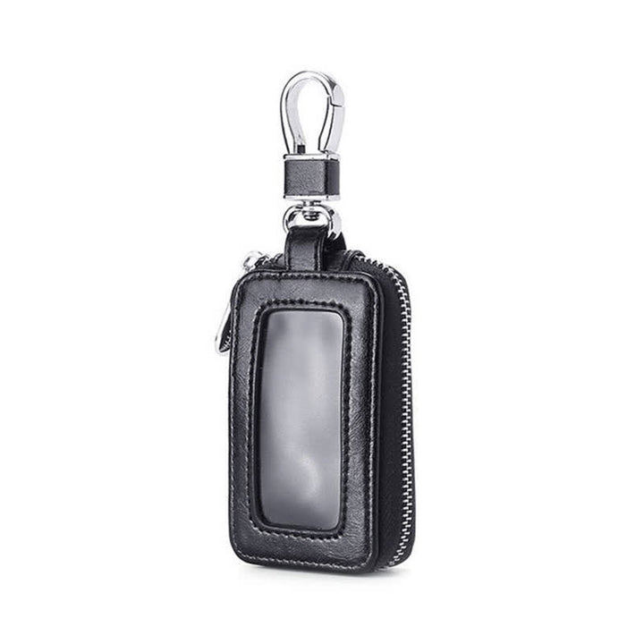 Étui à clés en cuir pratique avec fenêtre transparente et fermeture éclair - image 4
