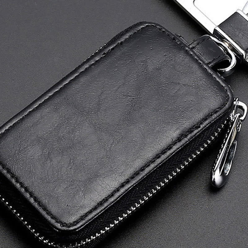 Étui à clés en cuir pratique avec fenêtre transparente et fermeture éclair - image 7