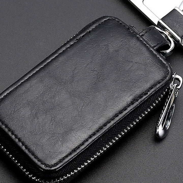 Étui à clés en cuir pratique avec fenêtre transparente et fermeture éclair - image 7