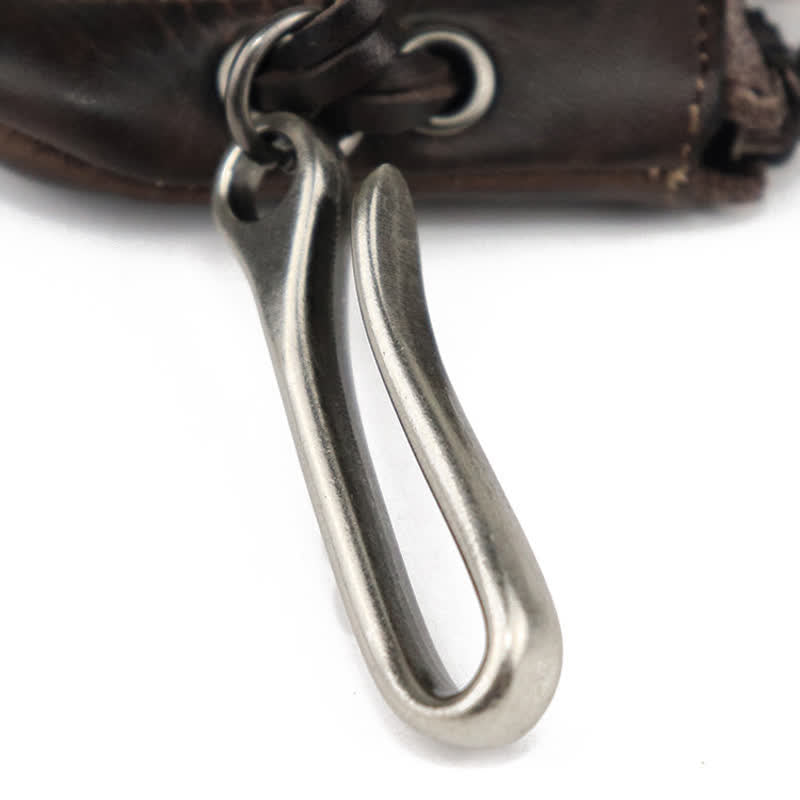 Portefeuille à fermeture éclair médiéval vintage en cuir avec porte-clés - image 10