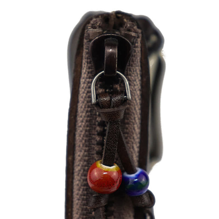 Portefeuille à fermeture éclair médiéval vintage en cuir avec porte-clés - image 8