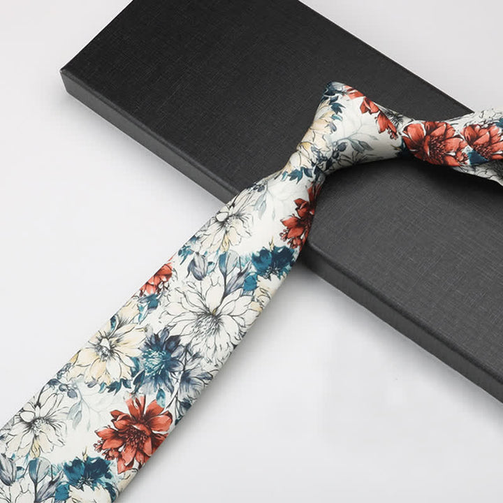 Cravate pour homme à motif de pivoines et de fleurs nostalgiques