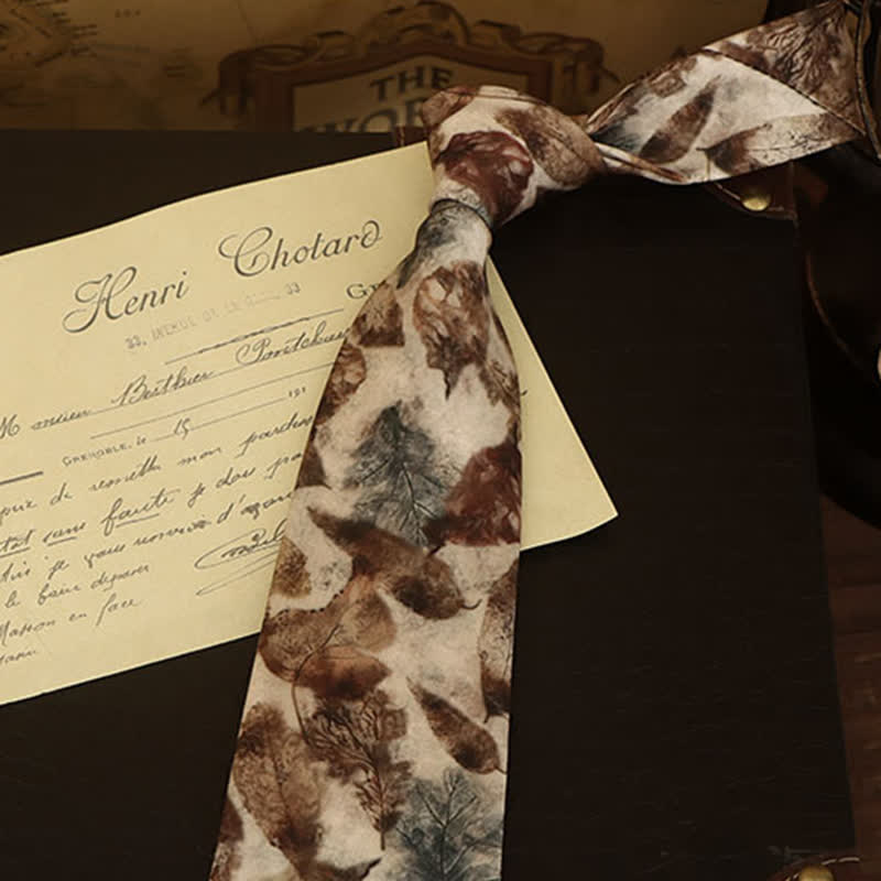 Cravate rétro pour homme avec feuilles tombantes