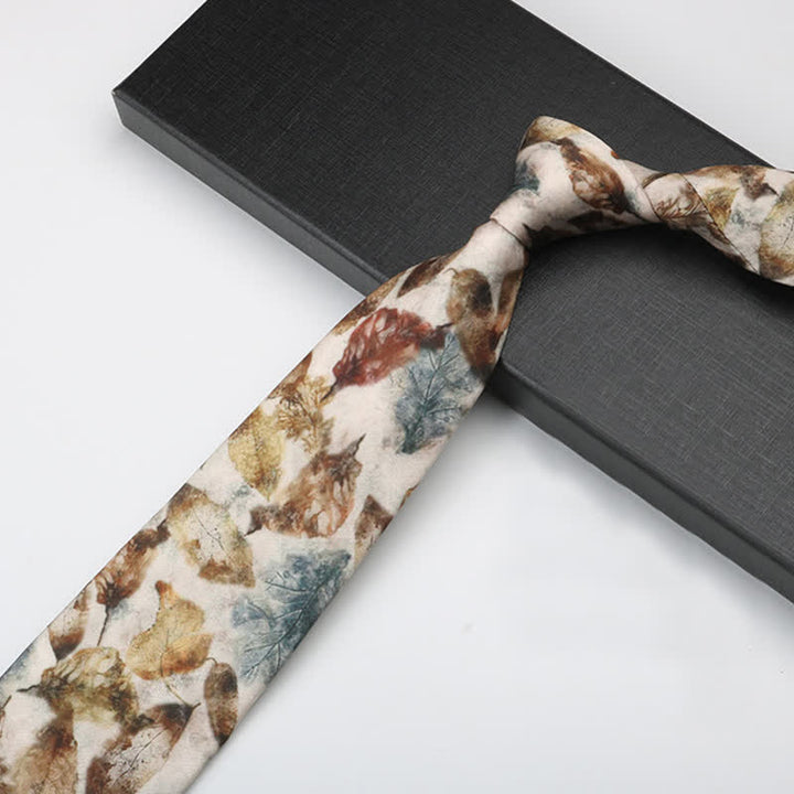 Cravate rétro pour homme avec feuilles tombantes