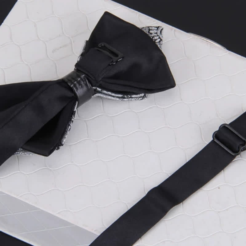 Nœud papillon classique en cristal à motif cachemire pour homme avec épingle à revers