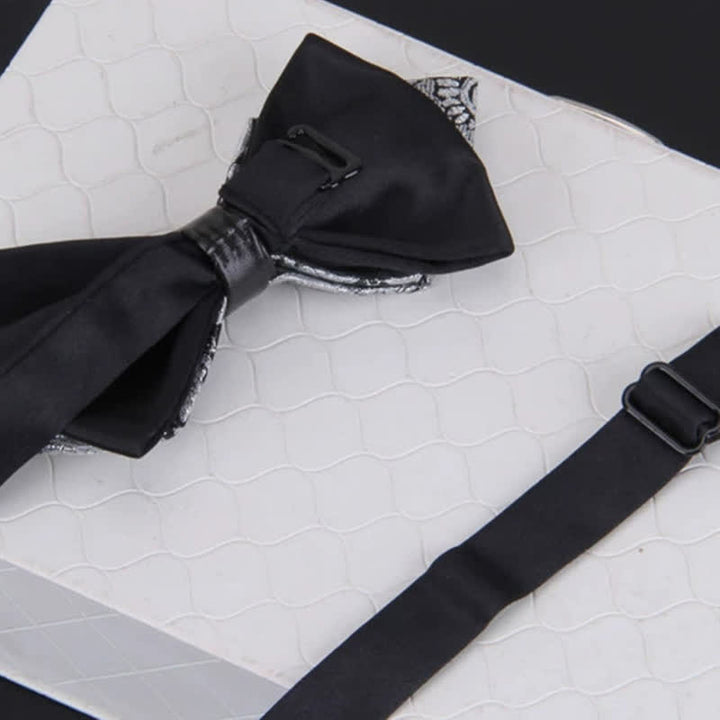 Nœud papillon classique en cristal à motif cachemire pour homme avec épingle à revers