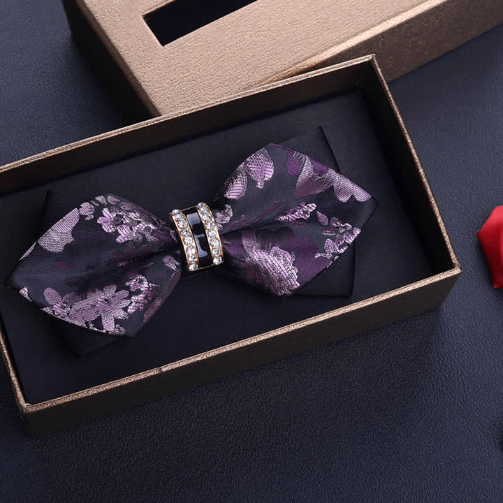 Nœud papillon pointu à feuilles d'érable violettes pour homme