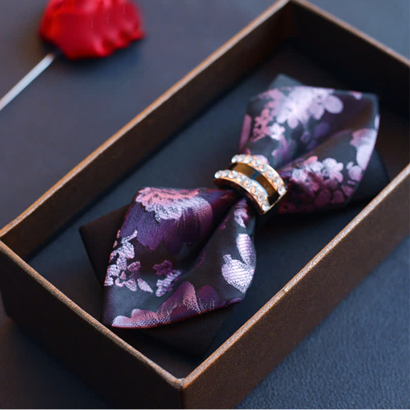 Nœud papillon pointu à feuilles d'érable violettes pour homme