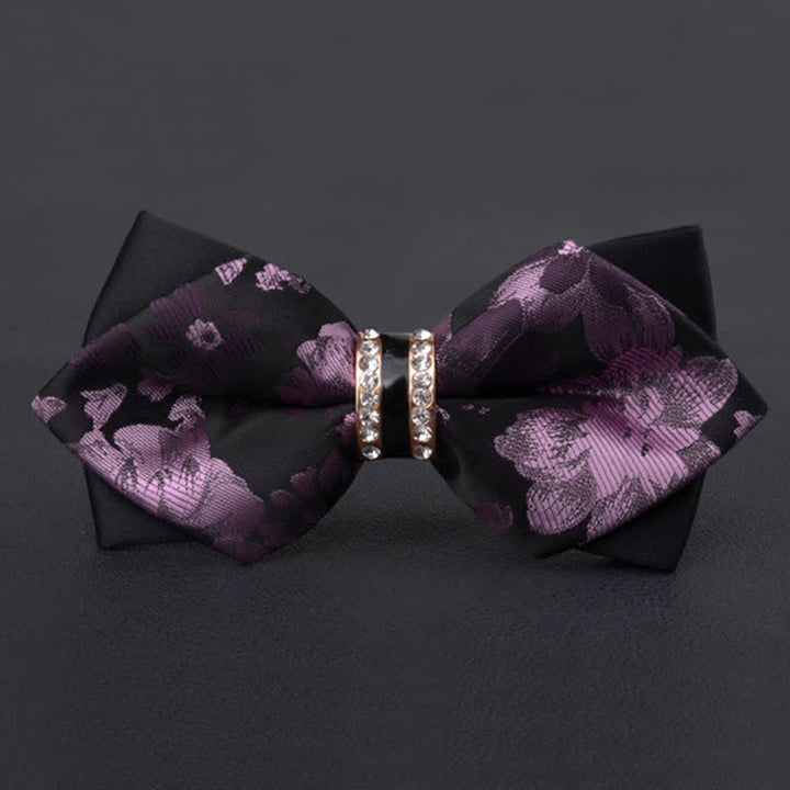 Nœud papillon pointu à feuilles d'érable violettes pour homme