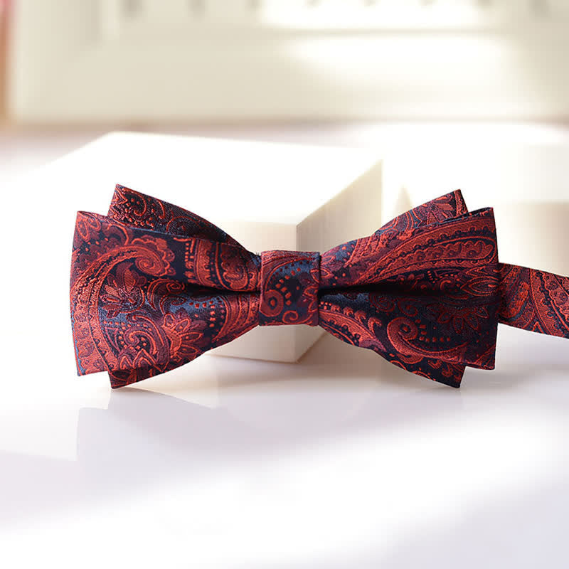 Nœud papillon double épaisseur à motif cachemire vintage pour homme