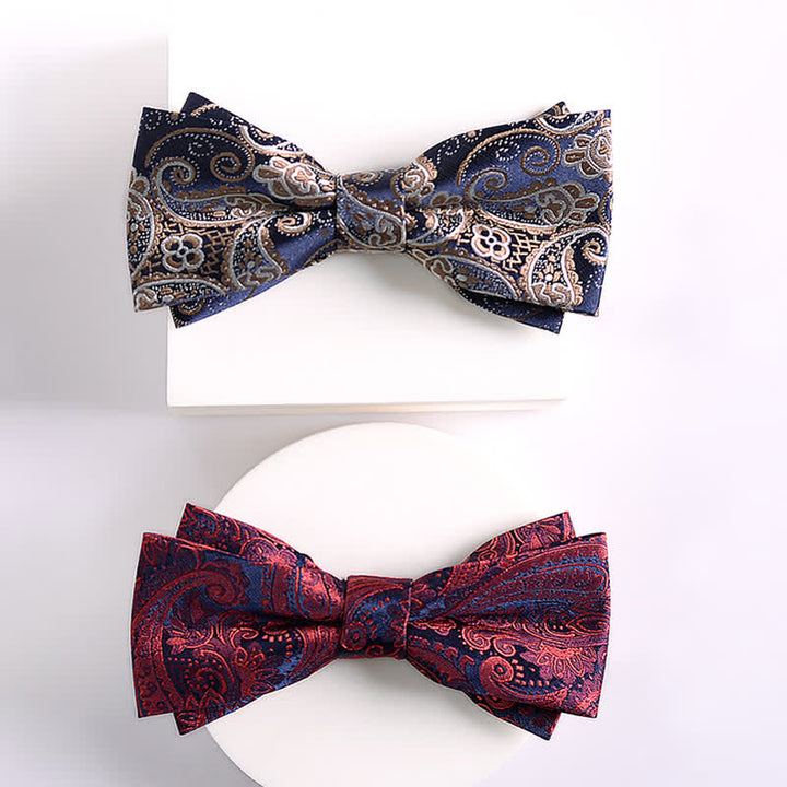 Nœud papillon double épaisseur à motif cachemire vintage pour homme