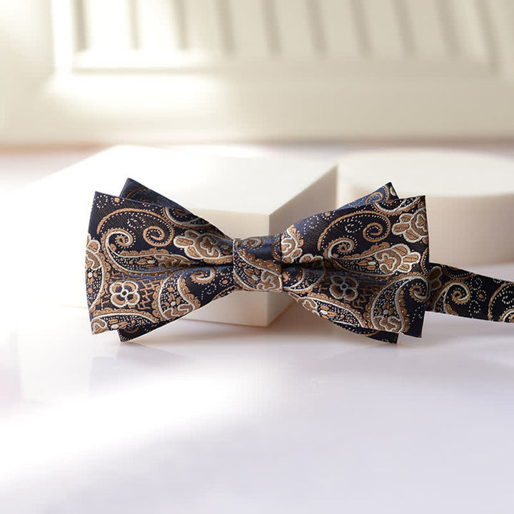 Nœud papillon double épaisseur à motif cachemire vintage pour homme
