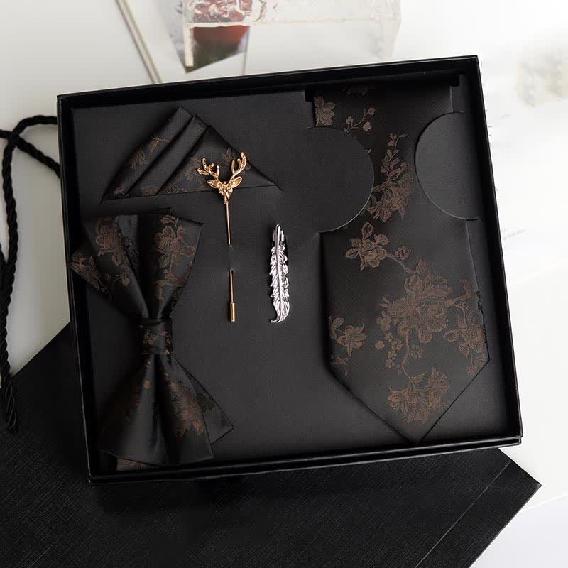 Lot de 5 nœuds papillon tendance pour homme avec motif iris et motif de mariage, coffret cadeau