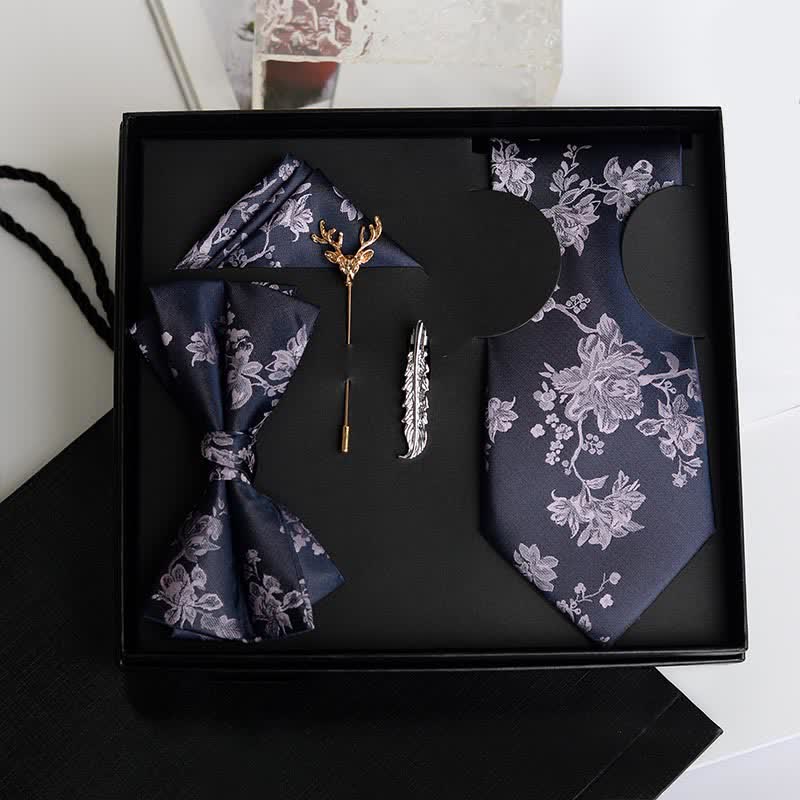 Lot de 5 nœuds papillon tendance pour homme avec motif iris et motif de mariage, coffret cadeau
