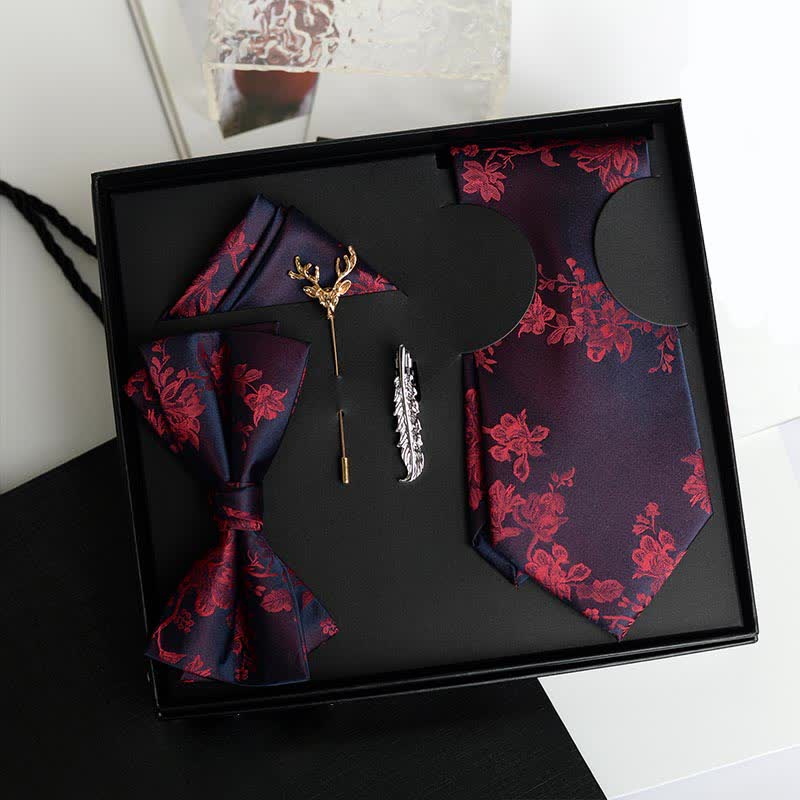 Lot de 5 nœuds papillon tendance pour homme avec motif iris et motif de mariage, coffret cadeau