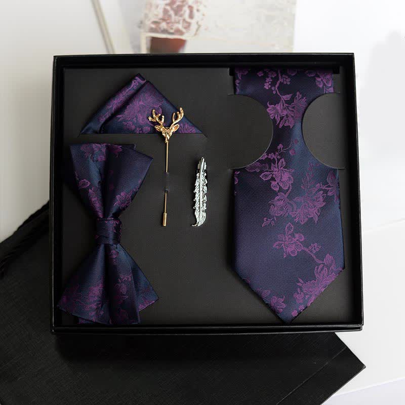 Lot de 5 nœuds papillon tendance pour homme avec motif iris et motif de mariage, coffret cadeau