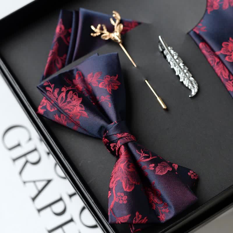 Lot de 5 nœuds papillon tendance pour homme avec motif iris et motif de mariage, coffret cadeau