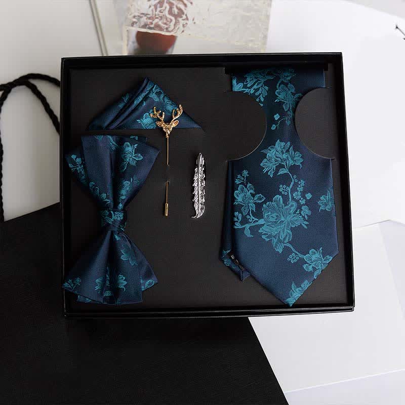 Lot de 5 nœuds papillon tendance pour homme avec motif iris et motif de mariage, coffret cadeau