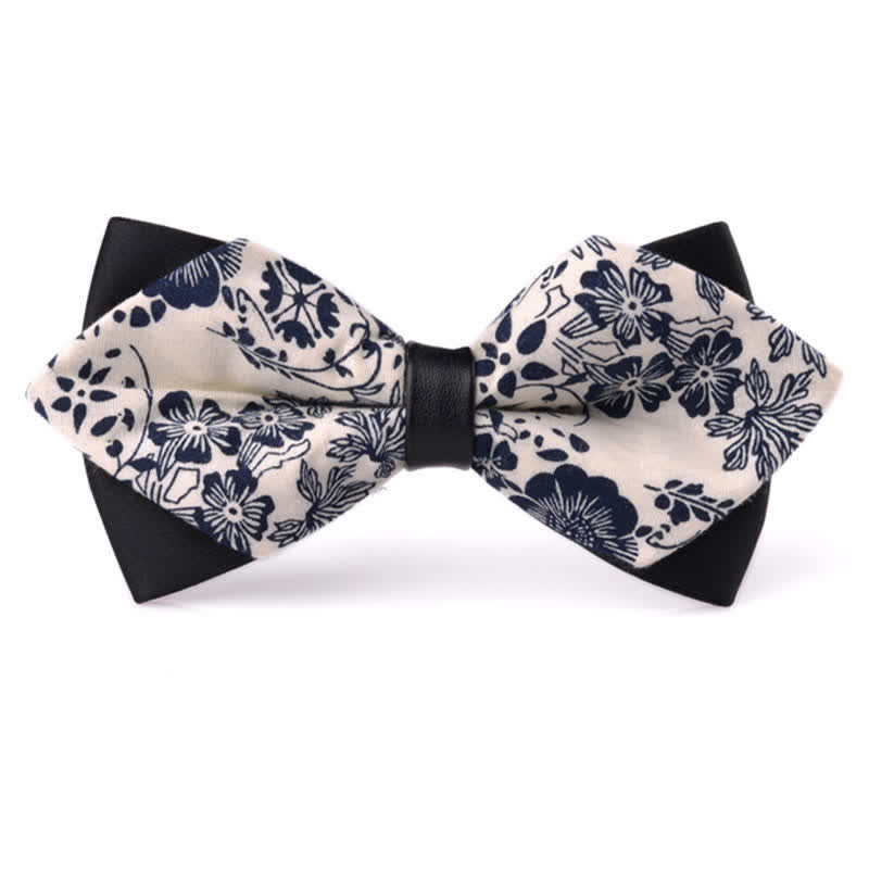 Nœud papillon double épaisseur en coton à motif floral pour homme