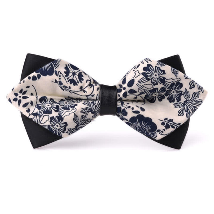 Nœud papillon double épaisseur en coton à motif floral pour homme