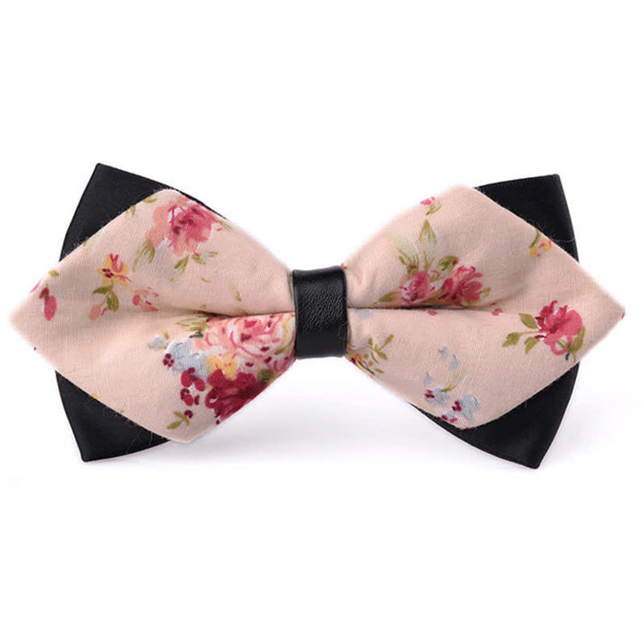Nœud papillon double épaisseur en coton à motif floral pour homme