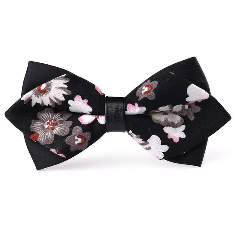 Nœud papillon double épaisseur en coton à motif floral pour homme