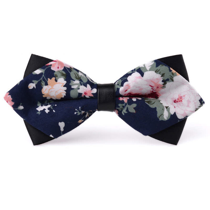 Nœud papillon double épaisseur en coton à motif floral pour homme