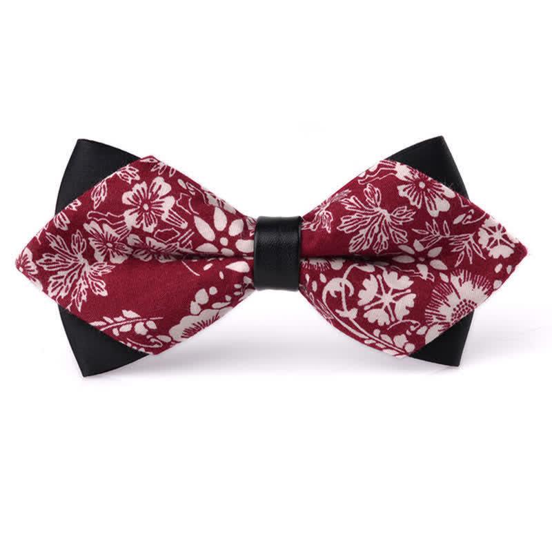 Nœud papillon double épaisseur en coton à motif floral pour homme