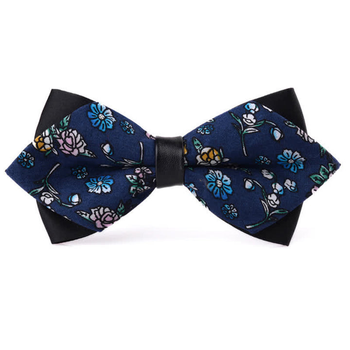 Nœud papillon double épaisseur en coton à motif floral pour homme