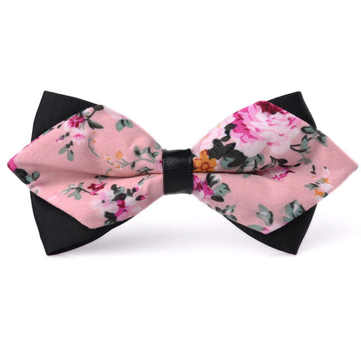Nœud papillon double épaisseur en coton à motif floral pour homme