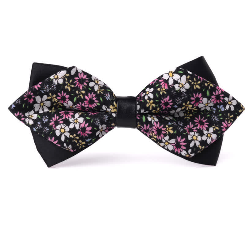 Nœud papillon double épaisseur en coton à motif floral pour homme