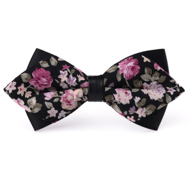 Nœud papillon double épaisseur en coton à motif floral pour homme